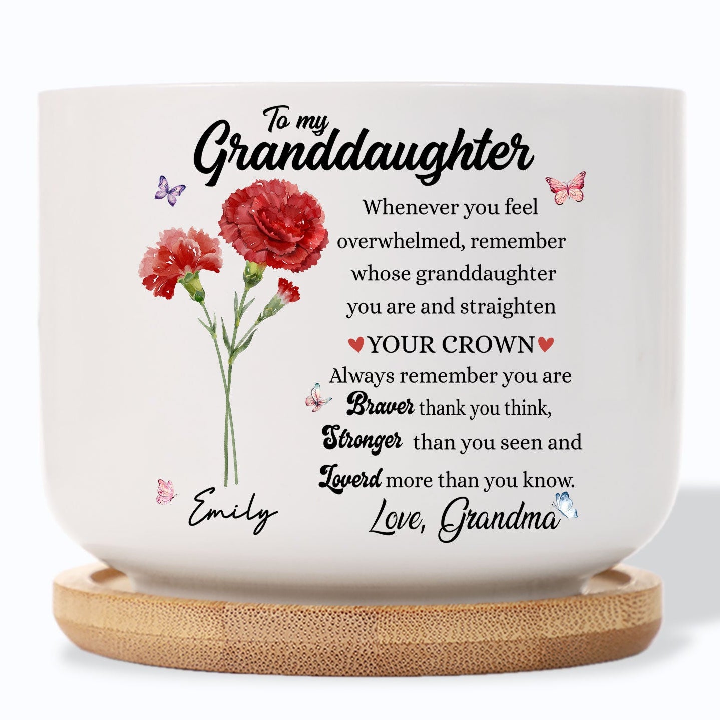 engraved birth flower plant pot Granddaughter God Says You Are Birth Flower Personalized Ceramic Plant Pot
