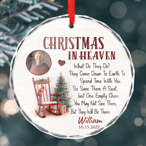 Personalized Ornament Memorial Christmas In Heaven Glass Ornament Holiday Decorations