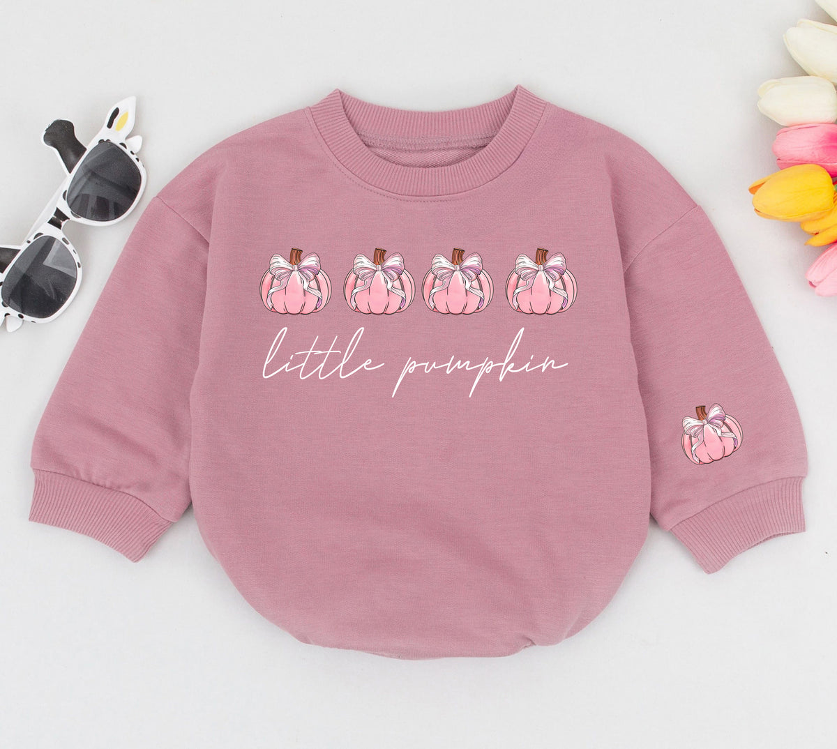 Baby Bodysuit Romper Long Sleeve Little Pumpkin Personalized Custom Babysuit - Gift For Baby And Mom - LuthCreative