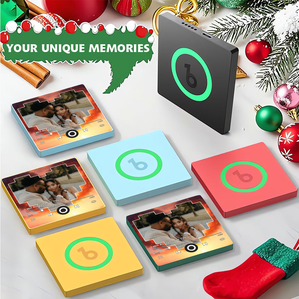 Assorted color collection of Custom Photo Musical Fridge Magnets with Christmas decor