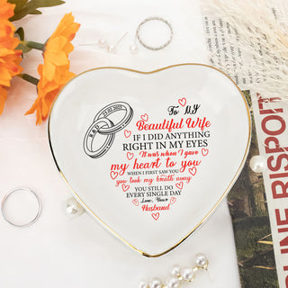 Personalized Heart Jewelry Dish - 'To My Beautiful Wife' Gift - Wedding Heart Ring Dish - LuthCreative