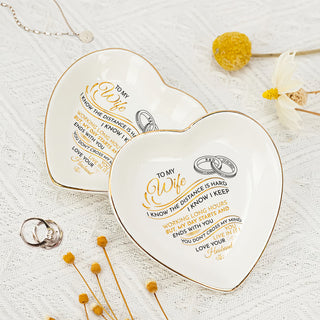 Personalized Heart Jewelry Dish - 'Long Distance Love' Wife Gift - LuthCreative