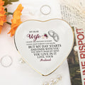 Personalized Heart Jewelry Dish - 'My Dear Wife' Long Distance Love Gift - LuthCreative