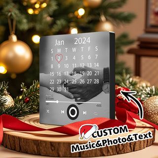 Personalized Calendar Music Fridge Magnet, Music lovers Gift Magnets, Wedding Memories Refrigerator Magnets, Kitchen Photo Magnet, Custom Valentine Magnet Gifts - LuthCreative