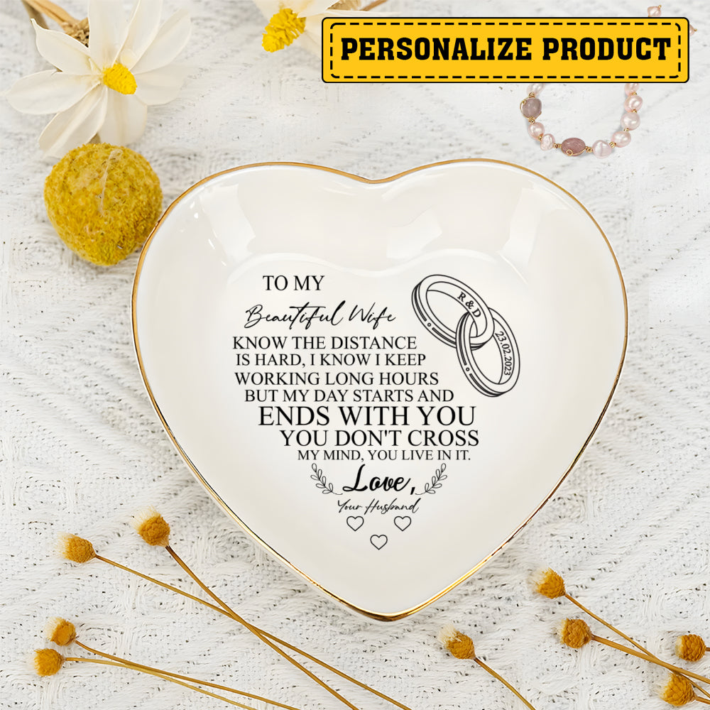 Personalized Heart-Shaped Jewelry Dish - 'To My Beautiful Wife' Wedding Gift - LuthCreative