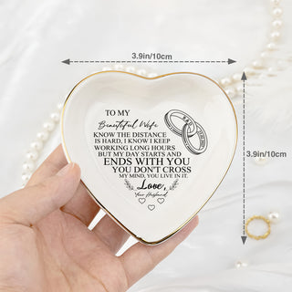 Personalized Heart-Shaped Jewelry Dish - 'To My Beautiful Wife' Wedding Gift - LuthCreative