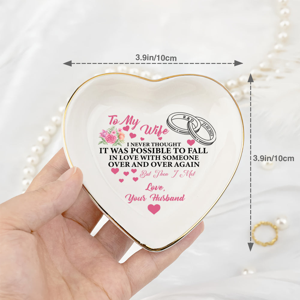 Personalized Heart Jewelry Dish - 'Falling in Love Again' Wife Gift - LuthCreative