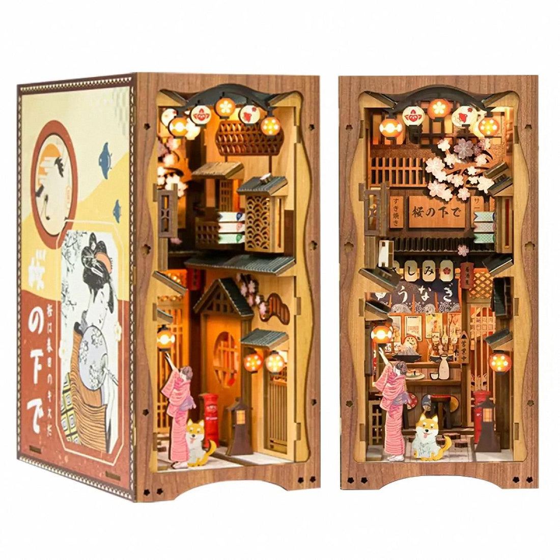 Sakura Street Japan Book Nook DIY Miniature Bookshelf Insert Traditional Scene