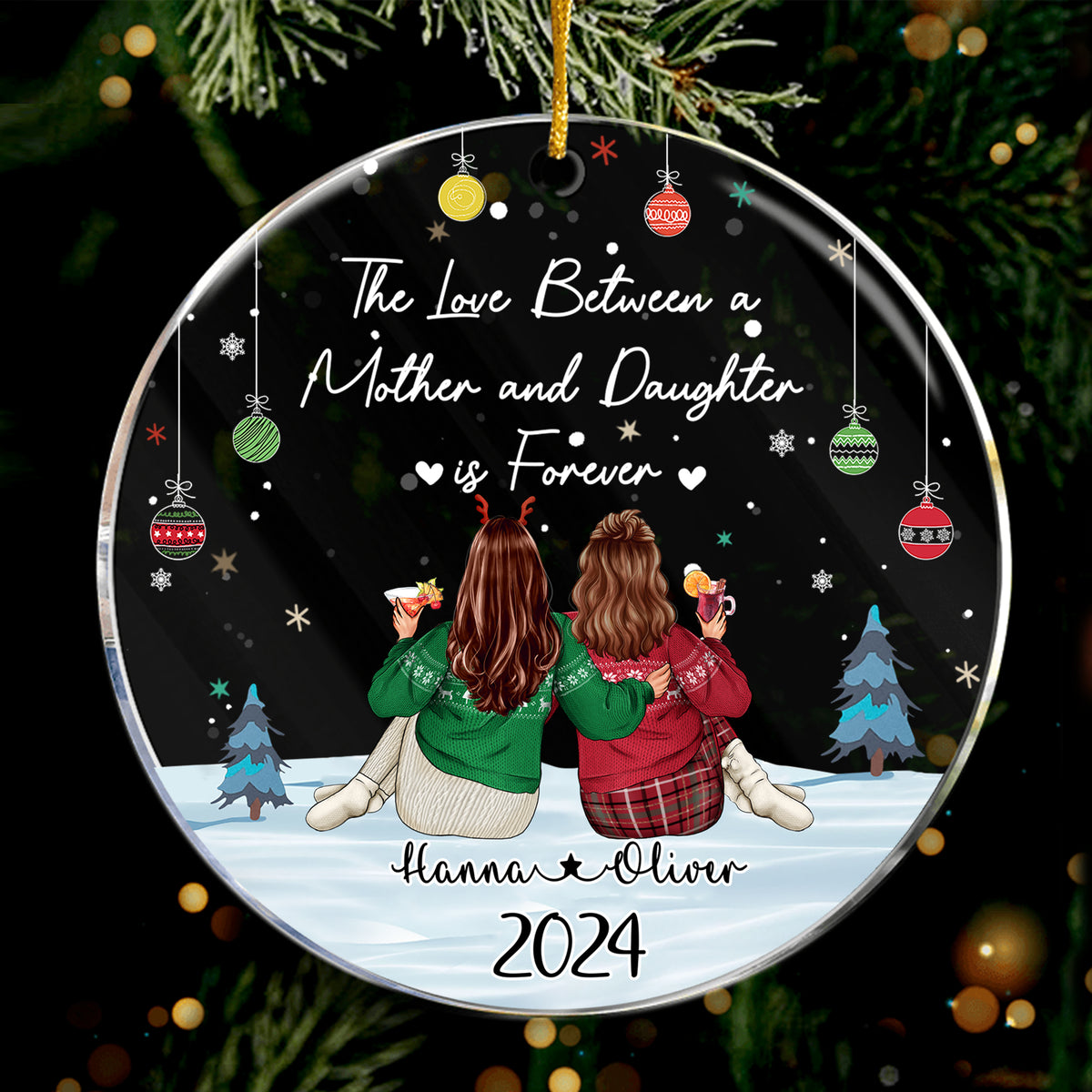 Personalized The Love Between a Mother and  Daughter is Forever 2024 Acrylic Ornament - LuthCreative