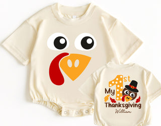 Custom 1st Thanksgiving baby romper, first Thanksgiving onesie, Little Turkey Baby Tee, Turkey Day Kid outfits