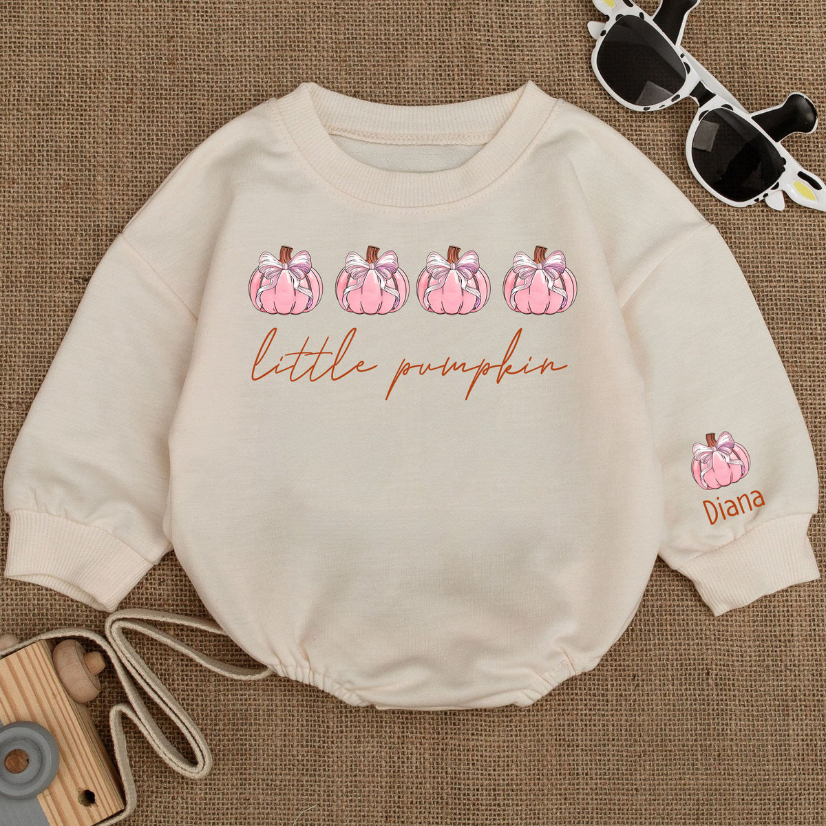 Baby Bodysuit Romper Long Sleeve Little Pumpkin Personalized Custom Babysuit - Gift For Baby And Mom - LuthCreative