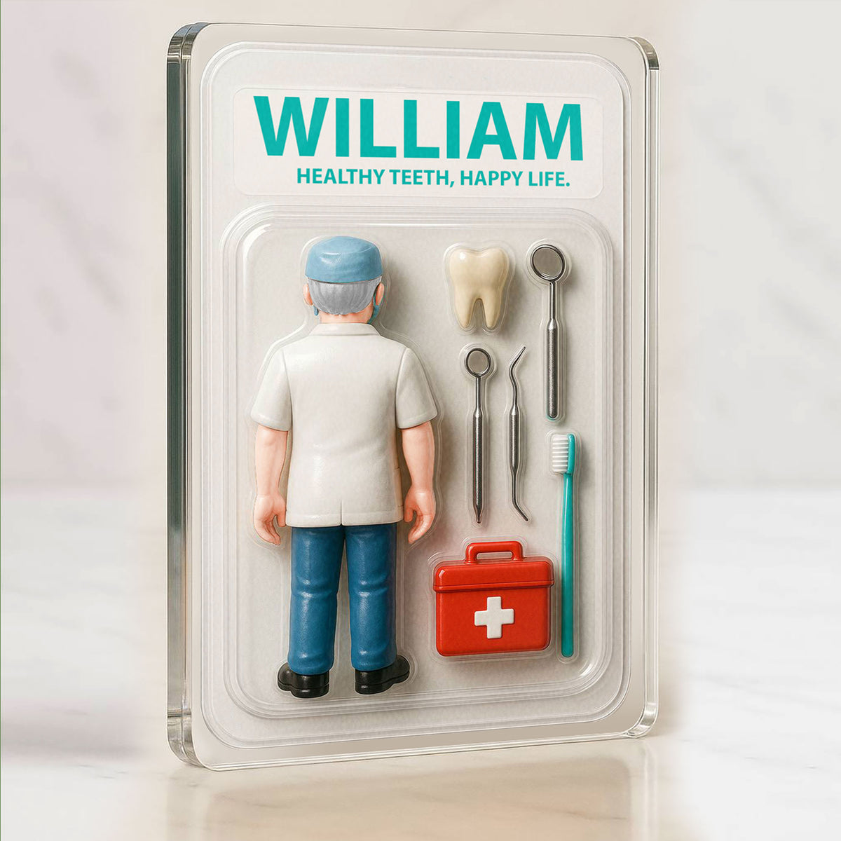 3D Style Dentist Plaque - Custom Father's Day Gift for Him "Healthy Teeth, Happy Life" Acrylic