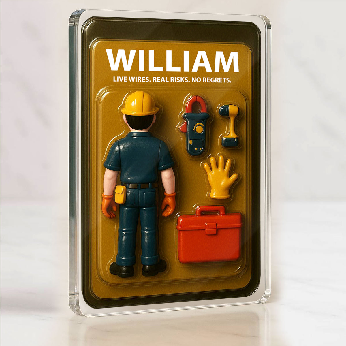 3D Style Electrician Plaque - Custom Father's Day Gift for Him "No Regrets" Acrylic