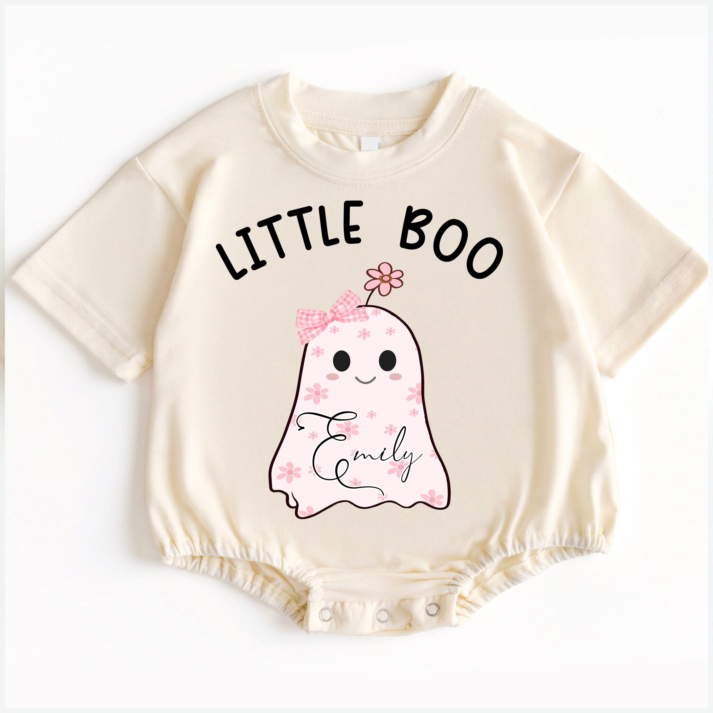 Romper Baby Long Sleeve Customize Little Boo Personalized Custom Babysuit - Gift For Baby