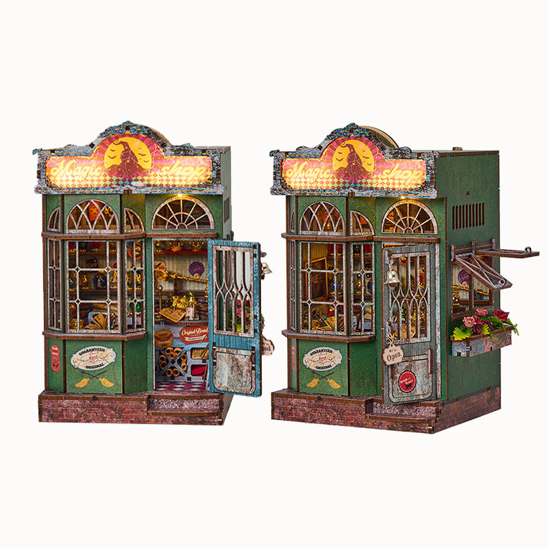 Mystic Atelier Book Nook – DIY Magic Shop Miniature with Lights, Bookshelf Decor Fantasy Kit