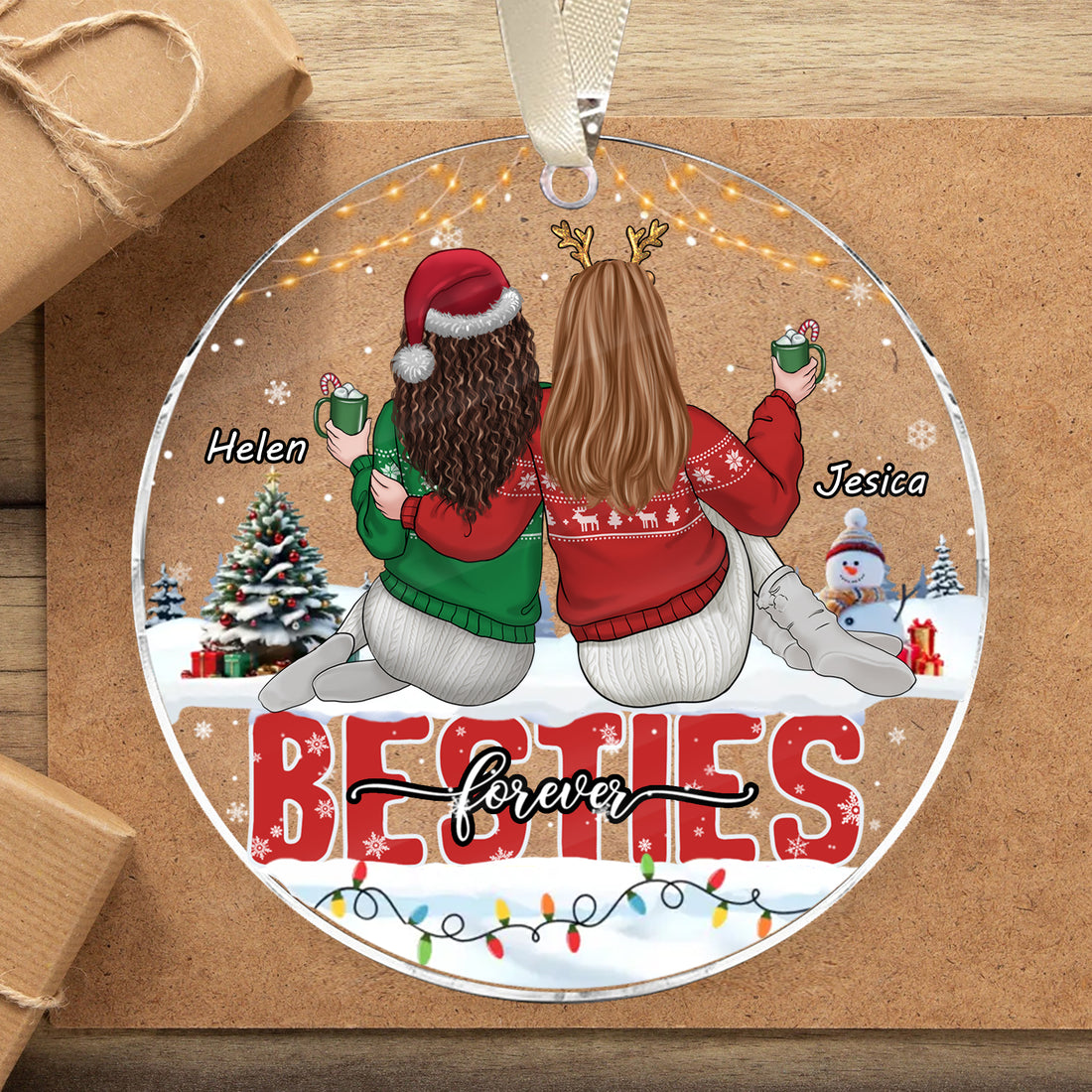 Custom Best Friend Acrylic Ornament, Besties Forever Ornament, Gifts for Group Friendship, Personalized Best Friend Gifts, BFF Christmas Gifts - LuthCreative