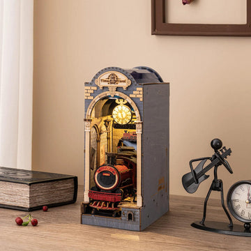 Train Station Book Nook DIY Miniature Bookshelf Insert Time Travel Steam Locomotive