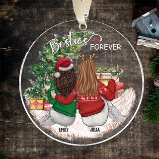 Custom Best Friend Ornament, Besties Forever Acrylic Ornament, Gifts for Group Friendship, Personalized Christmas Tree Decor Gifts