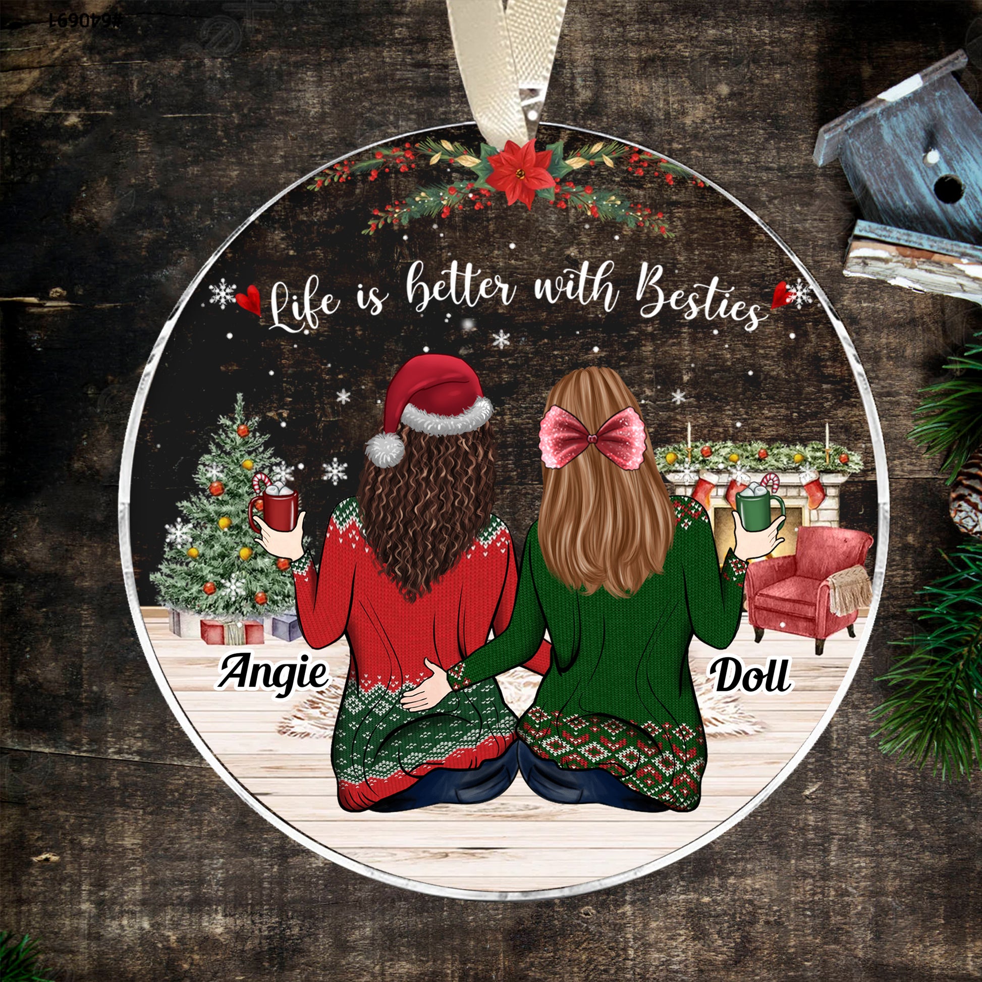 Life Is Better With Besties Acrylic Ornament,  Besties Forever Ornament, Gifts for Group Friendship, Personalized Best Friend Gifts, BFF Christmas Gifts - LuthCreative