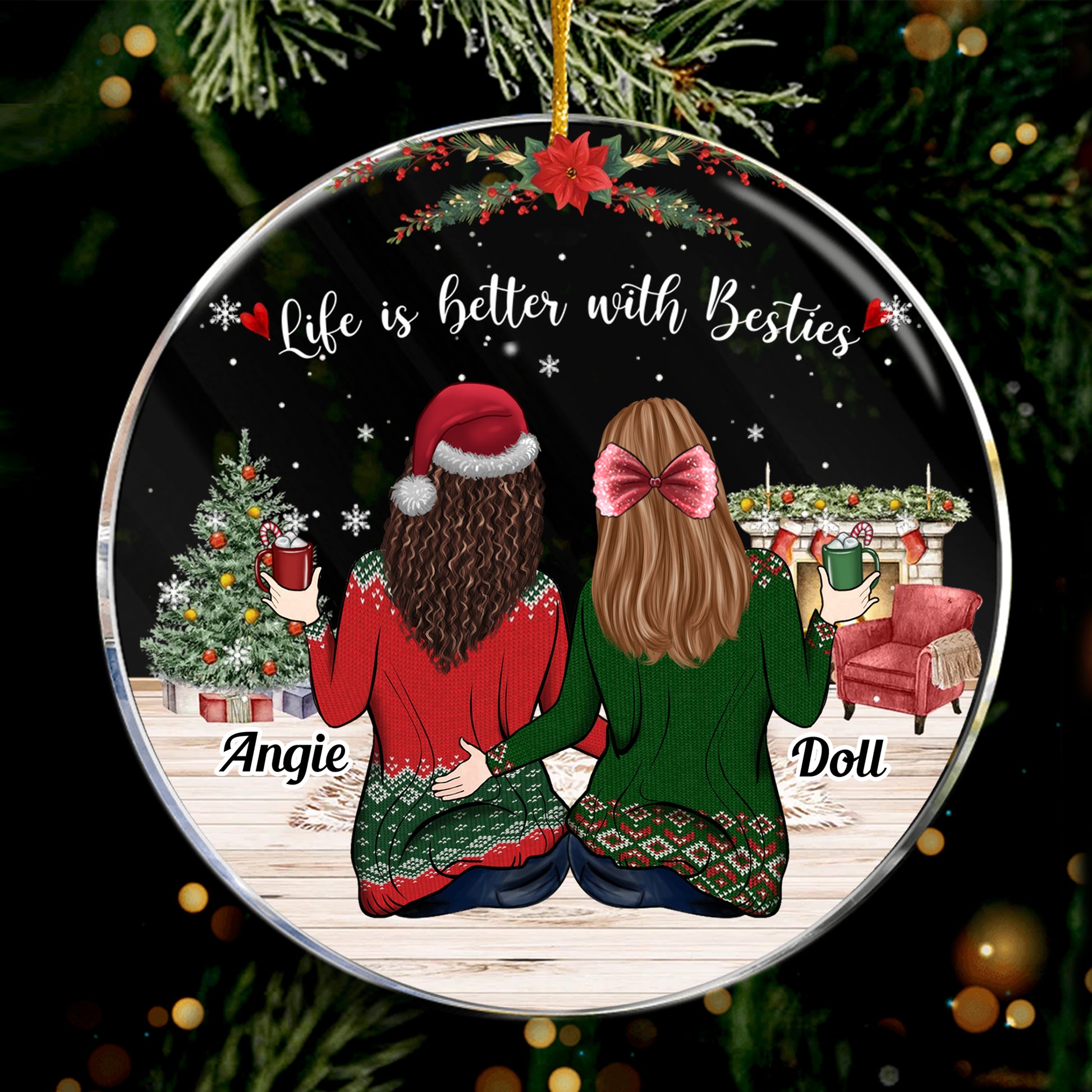 Life Is Better With Besties Acrylic Ornament,  Besties Forever Ornament, Gifts for Group Friendship, Personalized Best Friend Gifts, BFF Christmas Gifts - LuthCreative