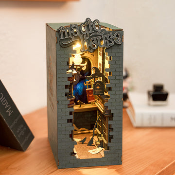 Enchanted Diagon Alley Book Nook – 3D DIY Miniature Alley Shelf Insert for Book Lovers, Magic House Decor