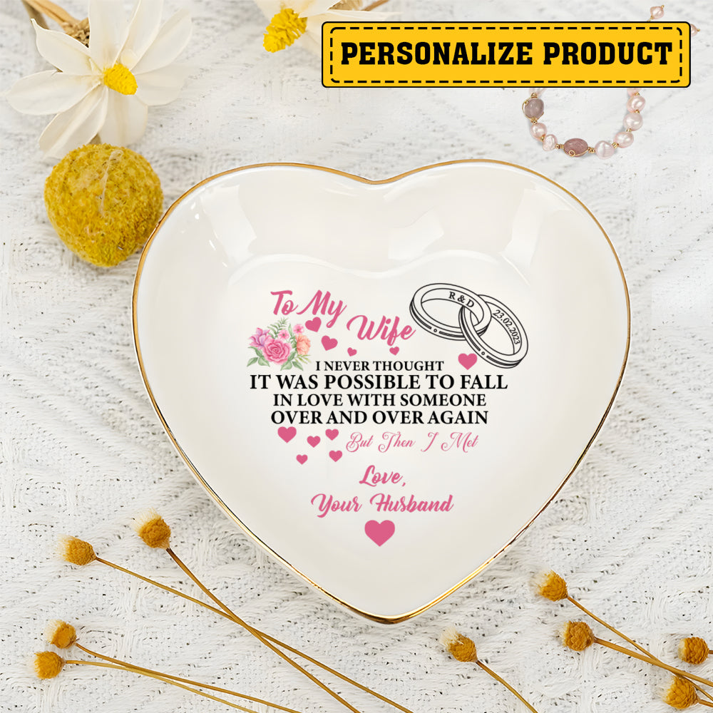 Personalized Heart Jewelry Dish - 'Falling in Love Again' Wife Gift - LuthCreative