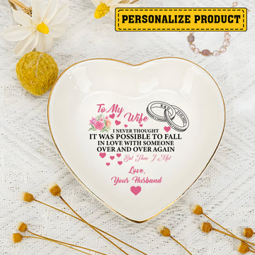 Personalized Heart Jewelry Dish - 'Falling in Love Again' Wife Gift - LuthCreative