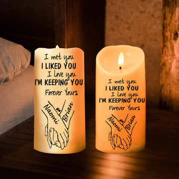 Couple I Met You I Liked You I Love You - Personalized Flameless LED Candle