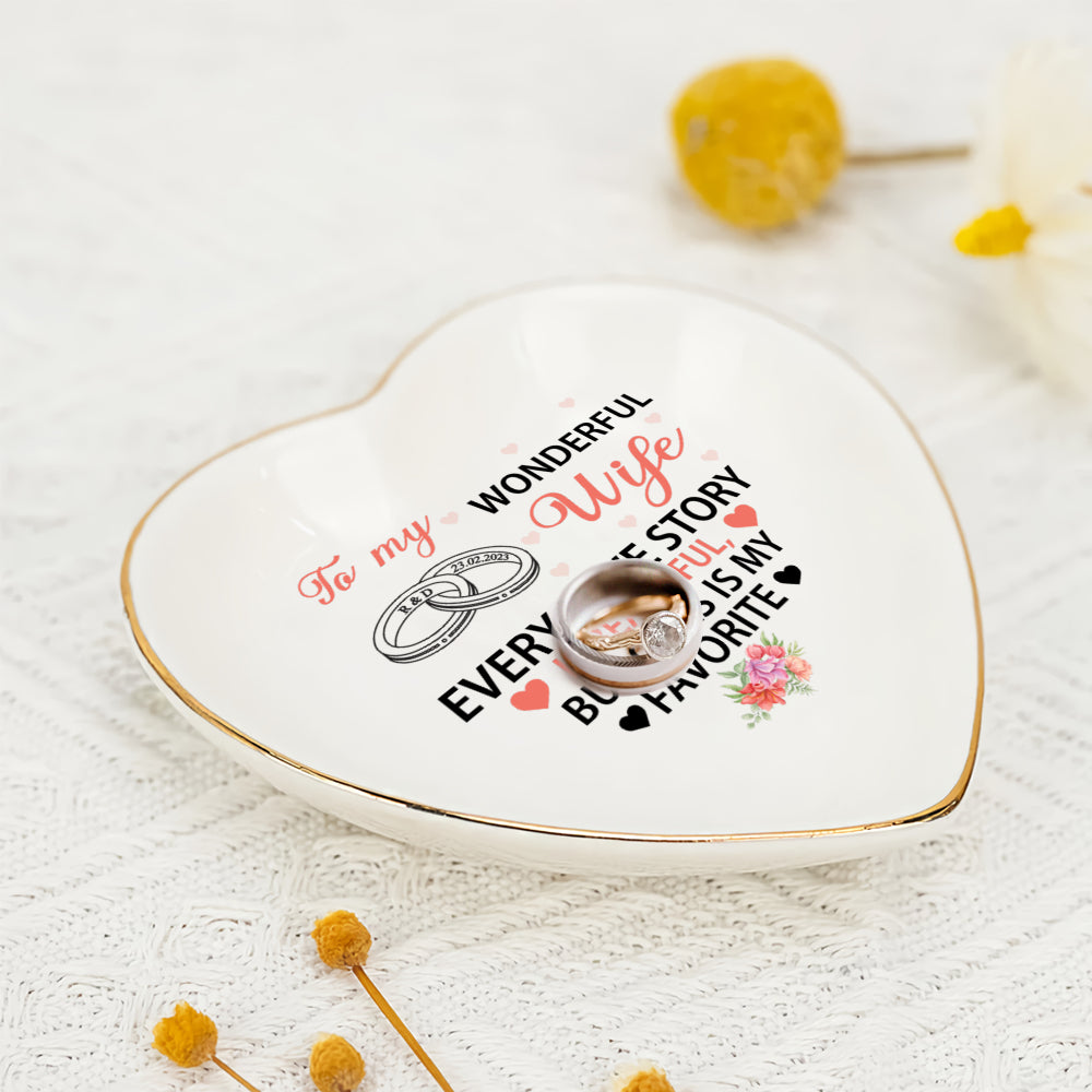 Personalized Heart Jewelry Dish - 'Our Love Story' Wife Gift - Wedding Heart Ring Dish - LuthCreative