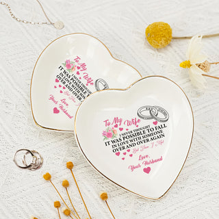 Personalized Heart Jewelry Dish - 'Falling in Love Again' Wife Gift - LuthCreative