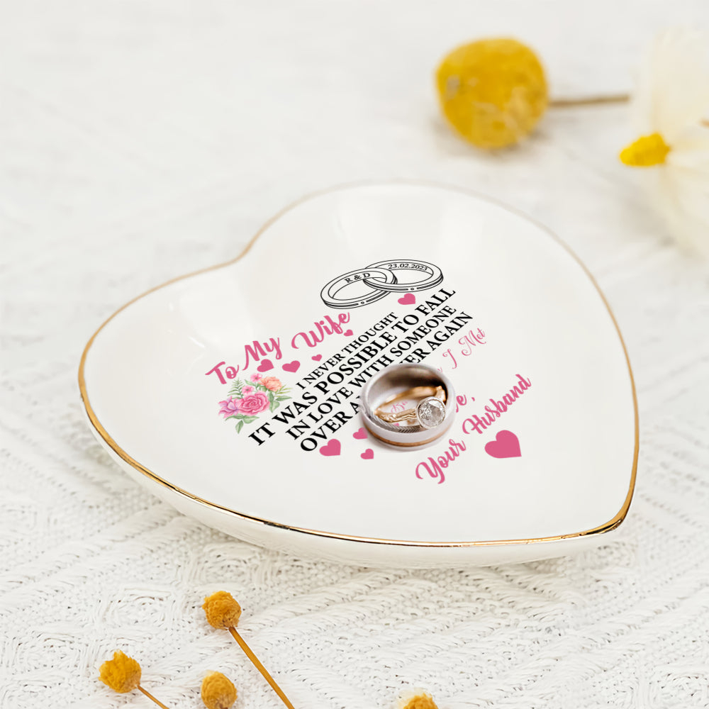 Personalized Heart Jewelry Dish - 'Falling in Love Again' Wife Gift - LuthCreative