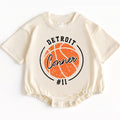 Custom Team Name with Basketball romper, Baby Basketball Onesies, Sports Bodysuits, Basketball baby - LuthCreative