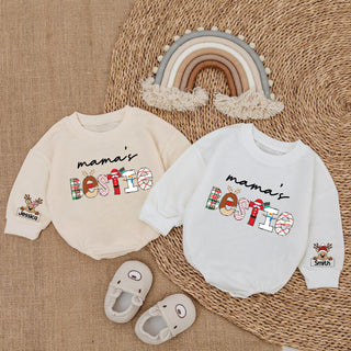 Baby Romper Long Sleeve Customize Mama's Bestie Personalized Custom Babysuit - Gift For Baby