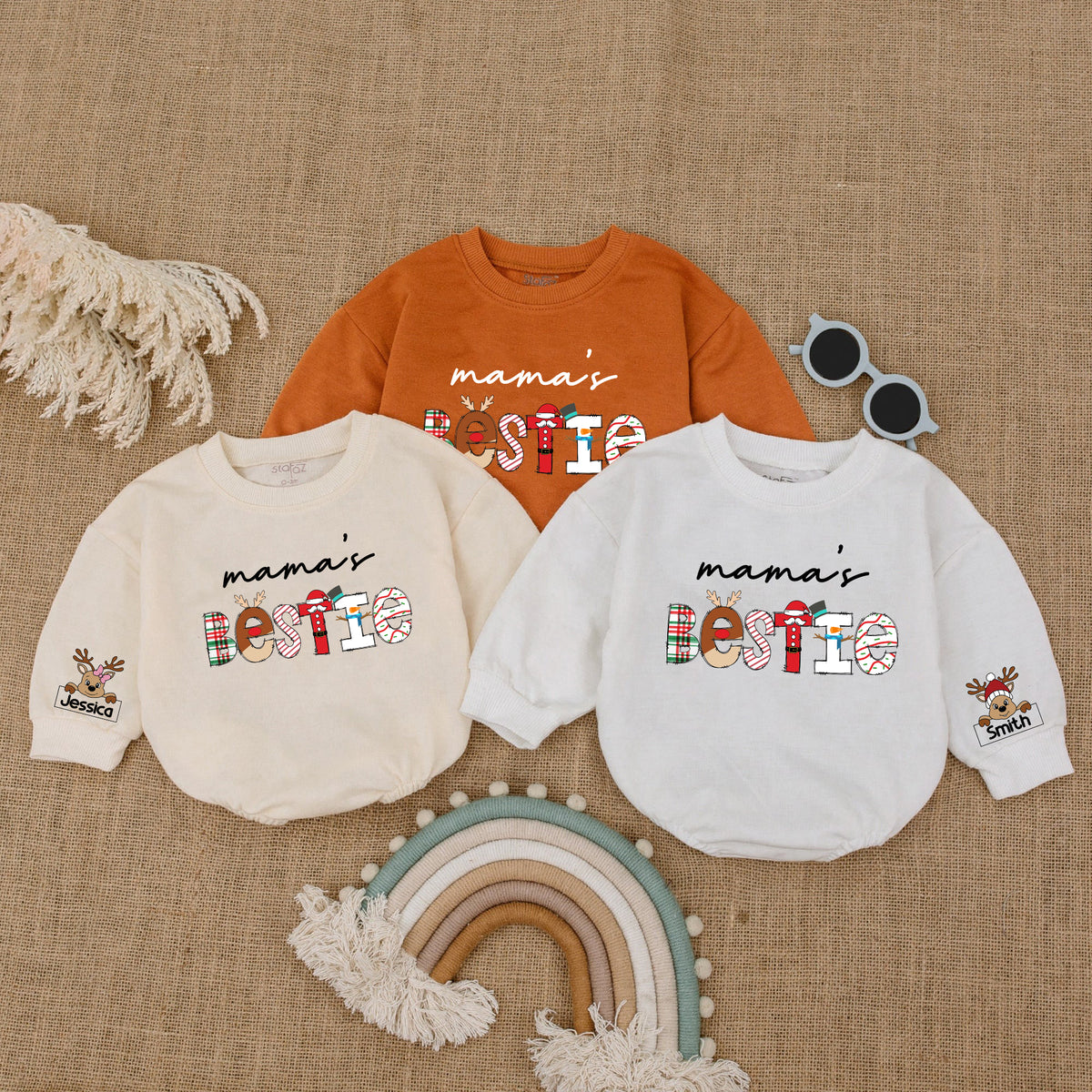 Baby Romper Long Sleeve Customize Mama's Bestie Personalized Custom Babysuit - Gift For Baby - LuthCreative