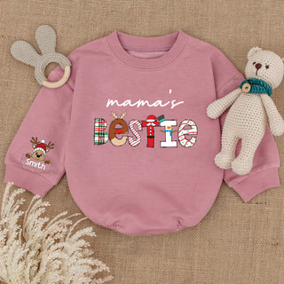 Baby Romper Long Sleeve Customize Mama's Bestie Personalized Custom Babysuit - Gift For Baby