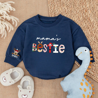 Baby Romper Long Sleeve Customize Mama's Bestie Personalized Custom Babysuit - Gift For Baby