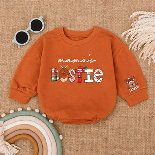 Baby Romper Long Sleeve Customize Mama's Bestie Personalized Custom Babysuit - Gift For Baby