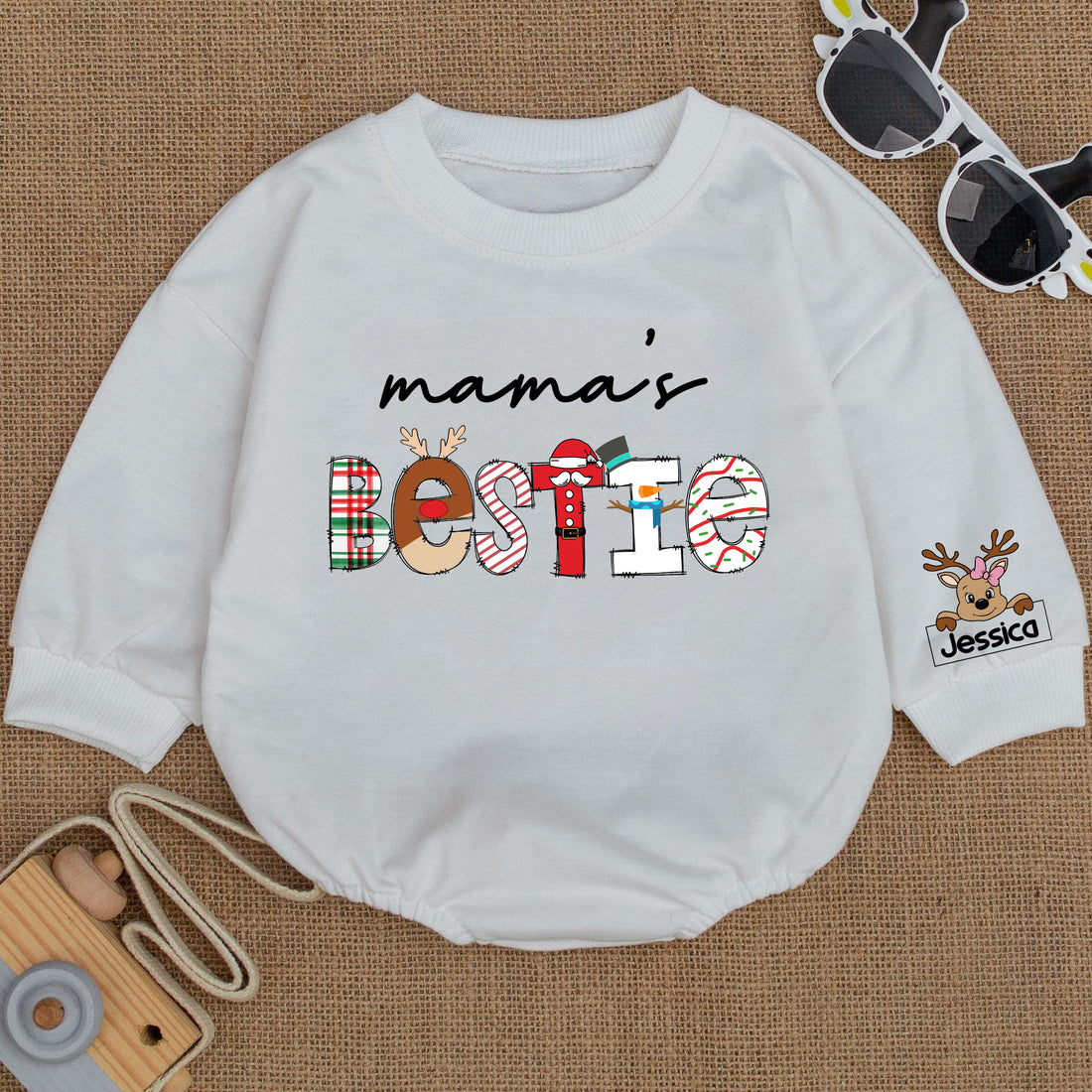 Baby Romper Long Sleeve Customize Mama's Bestie Personalized Custom Babysuit - Gift For Baby - LuthCreative