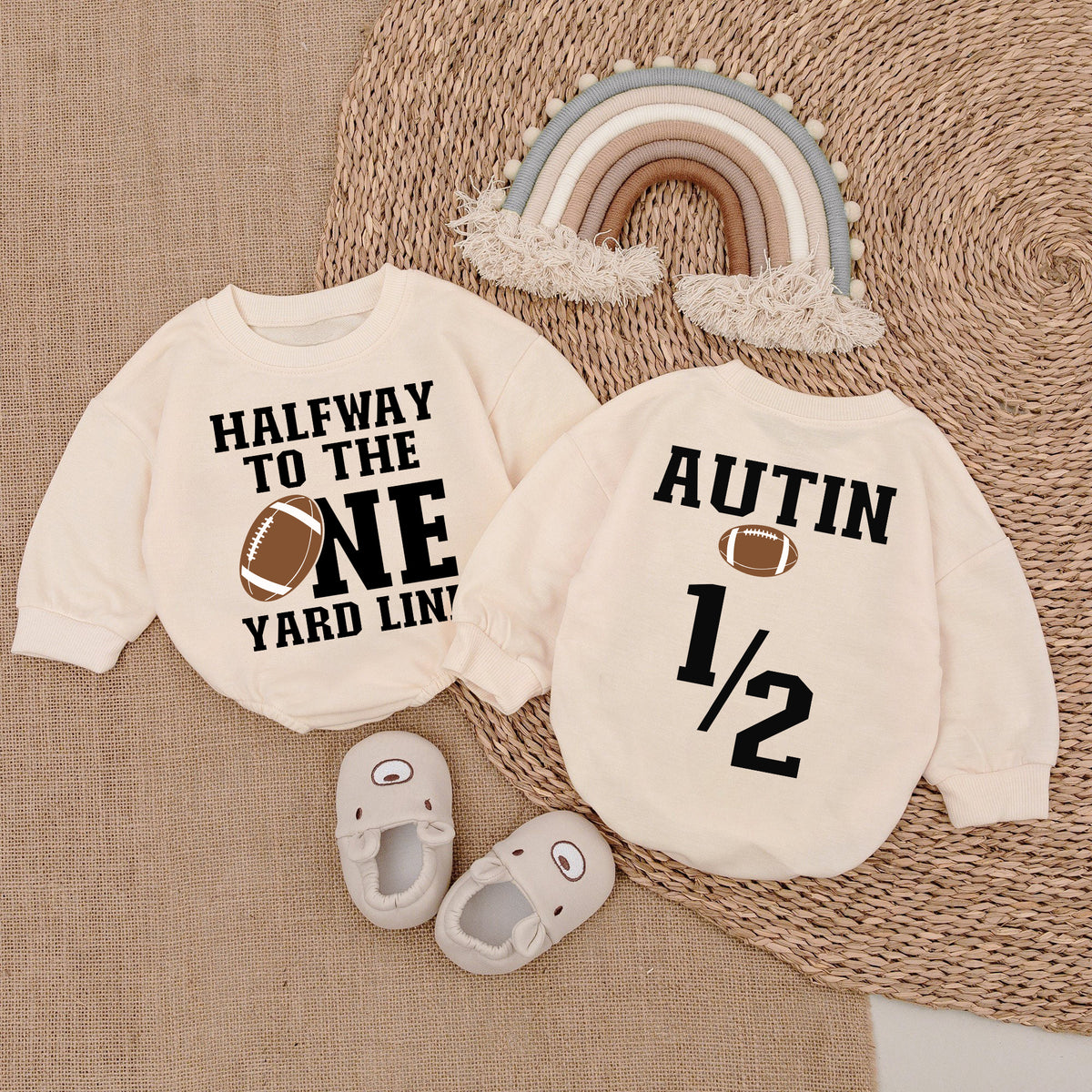 Baby Romper Long Sleeve Customize Halfway to the One Personalized Custom Babysuit - Gift For Baby - LuthCreative