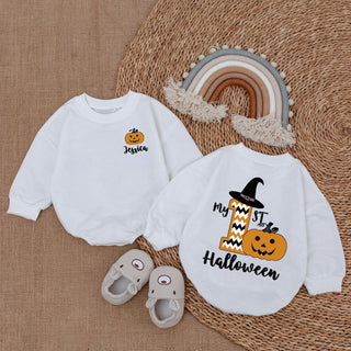 Romper Baby Long Sleeve Customize My 1st Halloween Personalized Custom Babysuit - Gift For Baby