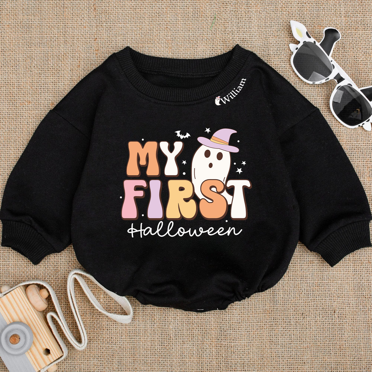 Baby Romper Long Sleeve Customize My First Halloween Personalized Custom Babysuit - Gift For Baby - LuthCreative
