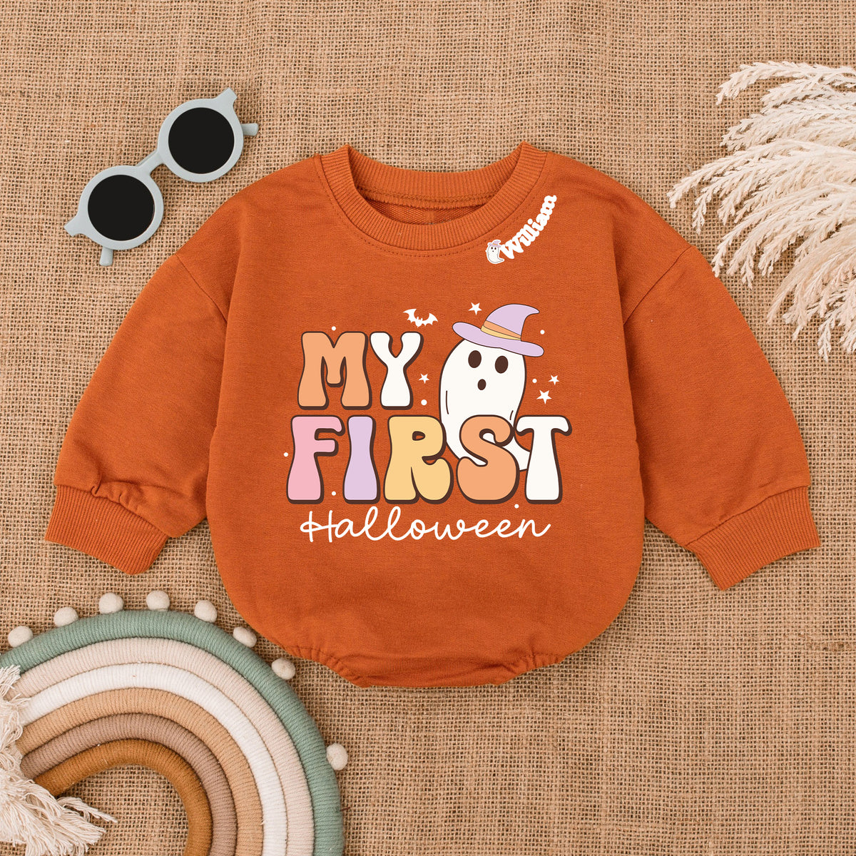 Baby Romper Long Sleeve Customize My First Halloween Personalized Custom Babysuit - Gift For Baby - LuthCreative