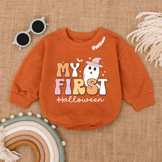 Baby Romper Long Sleeve Customize My First Halloween Personalized Custom Babysuit - Gift For Baby