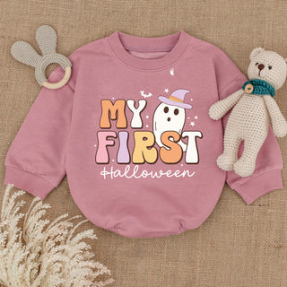 Baby Romper Long Sleeve Customize My First Halloween Personalized Custom Babysuit - Gift For Baby