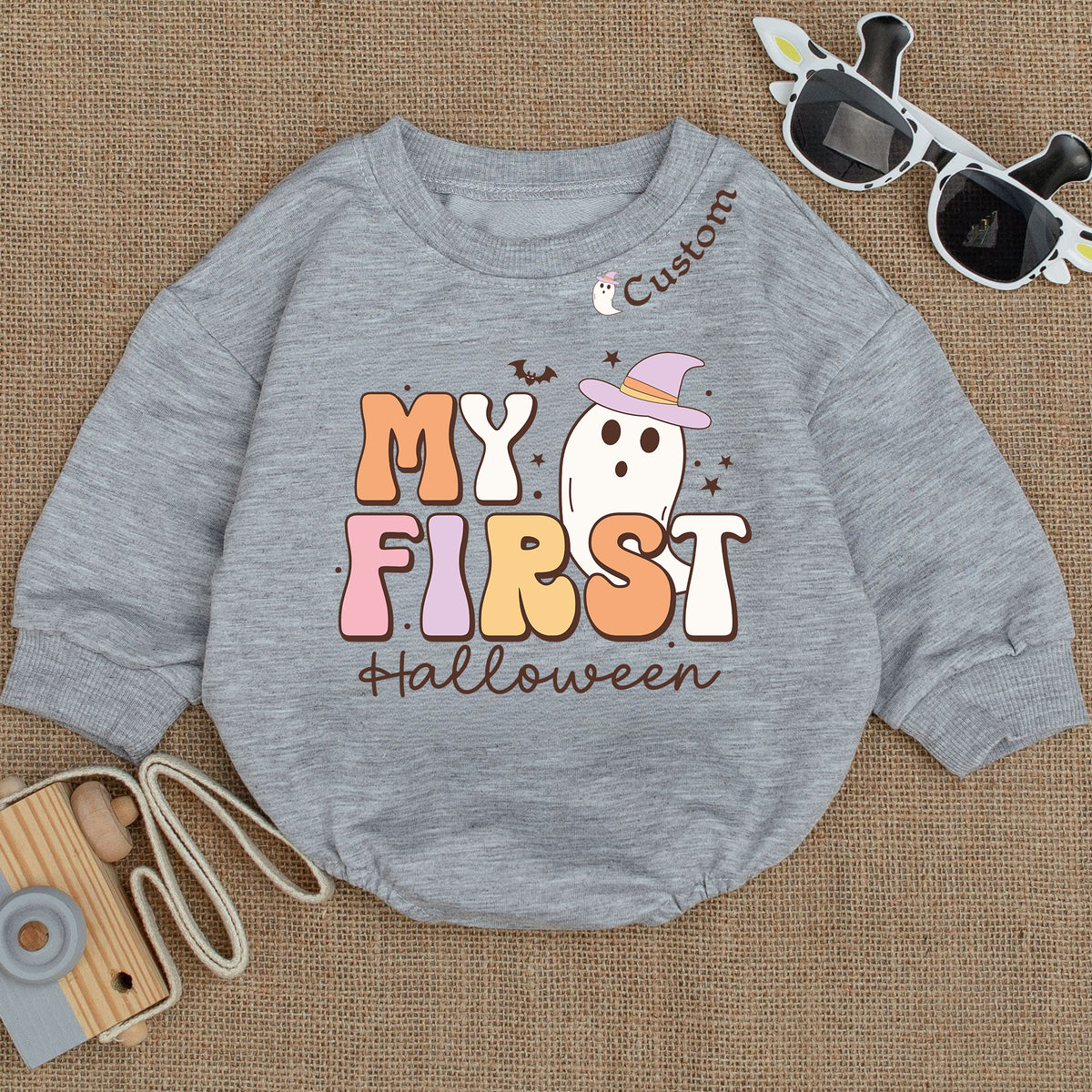 Baby Romper Long Sleeve Customize My First Halloween Personalized Custom Babysuit - Gift For Baby - LuthCreative