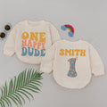 Baby Romper Long Sleeve Customize One Happy Dude Personalized Custom Babysuit - Gift For Baby - LuthCreative