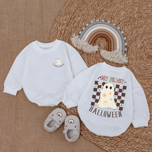 Baby Romper Long Sleeve Customize My First Halloween Personalized Custom Babysuit - Gift For Baby - LuthCreative