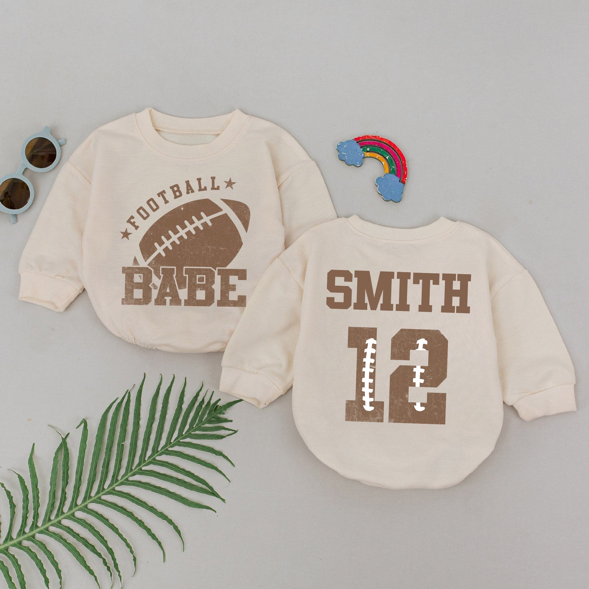 Baby Romper Long Sleeve Customize Football Babe Personalized Custom Babysuit - Gift For Baby - LuthCreative