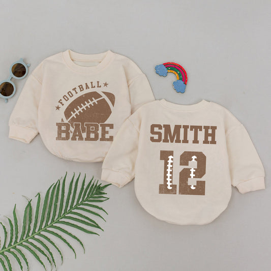 Baby Romper Long Sleeve Customize Football Babe Personalized Custom Babysuit - Gift For Baby - LuthCreative