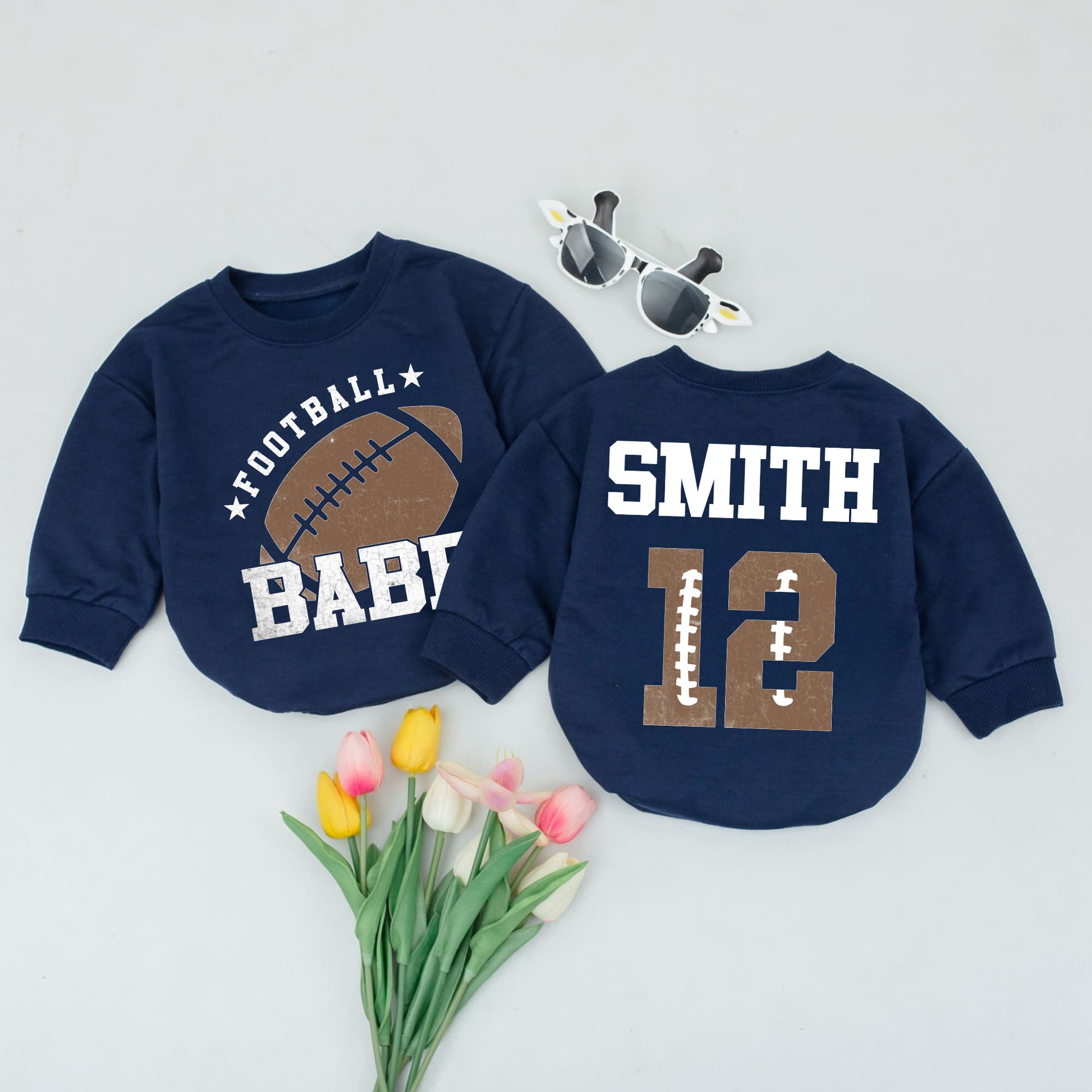 Baby Romper Long Sleeve Customize Football Babe Personalized Custom Babysuit - Gift For Baby - LuthCreative